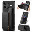 For Redmi K80 Pro / Poco F7 Ultra Retro Leather Zipper Wallet Back Phone Case(Black) - 1