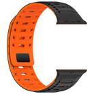 For Apple Watch 46mm / 49mm / 45mm / 44mm Mountain Armor Magnetic Silicone Watch Band(Black Orange) - 2