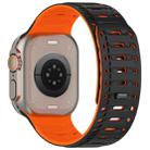 For Apple Watch 46mm / 49mm / 45mm / 44mm Mountain Armor Magnetic Silicone Watch Band(Black Orange) - 3
