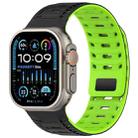 For Apple Watch 46mm / 49mm / 45mm / 44mm Mountain Armor Magnetic Silicone Watch Band(Black Green) - 1