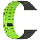 For Apple Watch 46mm / 49mm / 45mm / 44mm Mountain Armor Magnetic Silicone Watch Band(Black Green) - 2