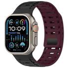 For Apple Watch 42mm / 41mm / 40mm / 38mm Mountain Armor Magnetic Silicone Watch Band(Black Burgundy) - 1