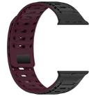 For Apple Watch 42mm / 41mm / 40mm / 38mm Mountain Armor Magnetic Silicone Watch Band(Black Burgundy) - 2