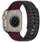 For Apple Watch 42mm / 41mm / 40mm / 38mm Mountain Armor Magnetic Silicone Watch Band(Black Burgundy) - 3