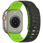 For Apple Watch 42mm / 41mm / 40mm / 38mm Mountain Armor Magnetic Silicone Watch Band(Black Green) - 3