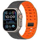 For Apple Watch 42mm / 41mm / 40mm / 38mm Mountain Armor Magnetic Silicone Watch Band(Gray Orange) - 1