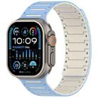 For Apple Watch 46mm / 49mm / 45mm / 44mm Colorful Spirit Piano Soft Magnetic Two-tone Watch Band(Misty Blue Antique White) - 1