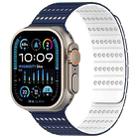 For Apple Watch 46mm / 49mm / 45mm / 44mm Honeycomb Magnetic Watch Band(Deep Blue White) - 1
