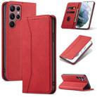 For Samsung Galaxy S23 Ultra 5G Dreamy Magnetic Dual-fold Calfskin Leather Phone Case(Red) - 1