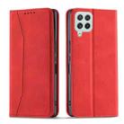 For Samsung Galaxy A22 4G Dreamy Magnetic Dual-fold Calfskin Leather Phone Case(Red) - 2