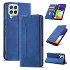 For Samsung Galaxy A22 4G Dreamy Magnetic Dual-fold Calfskin Leather Phone Case(Blue) - 1