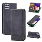 For Samsung Galaxy A22 5G Dreamy Magnetic Dual-fold Calfskin Leather Phone Case(Black) - 1