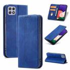 For Samsung Galaxy A22 5G Dreamy Magnetic Dual-fold Calfskin Leather Phone Case(Blue) - 1