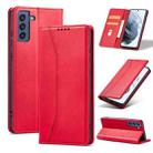 For Samsung Galaxy S21 FE 5G Dreamy Magnetic Dual-fold Calfskin Leather Phone Case(Red) - 1
