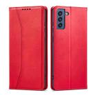 For Samsung Galaxy S21 FE 5G Dreamy Magnetic Dual-fold Calfskin Leather Phone Case(Red) - 2