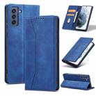 For Samsung Galaxy S21 FE 5G Dreamy Magnetic Dual-fold Calfskin Leather Phone Case(Blue) - 1