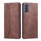 For Samsung Galaxy S21 FE 5G Dreamy Magnetic Dual-fold Calfskin Leather Phone Case(Coffee) - 2