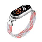 For xiaomi Smart Band 10 / 9 / 8 Metal Head Single Woven Nylon Watch Band, Size:M(Pink White) - 1