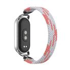 For xiaomi Smart Band 10 / 9 / 8 Metal Head Single Woven Nylon Watch Band, Size:M(Pink White) - 2