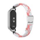 For Xiaomi Smart Band 10 / 9 / 8 Metal Head Two Sections Nylon Braided Watch Band(Pink White) - 1