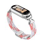 For Xiaomi Smart Band 10 / 9 / 8 Metal Head Two Sections Nylon Braided Watch Band(Pink White) - 2