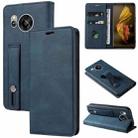 For Sharp Sense7 Wristband Magnetic Leather Phone Case(Blue) - 1