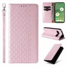 For Google Pixel 7 Braided Embossed Strong Magnetic Leather Phone Case(Pink) - 1