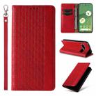 For Google Pixel 7 Braided Embossed Strong Magnetic Leather Phone Case(Red) - 1