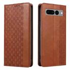 For Google Pixel 7 Pro Braided Embossed Strong Magnetic Leather Phone Case(Brown) - 2