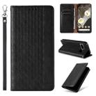 For Google Pixel 7 Pro Braided Embossed Strong Magnetic Leather Phone Case(Black) - 1