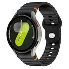 For Samsung Galaxy Watch 7 40mm / 44mm Wavy Grain Stitched Reverse Buckle 20mm Silicone Watch Band(Black) - 1