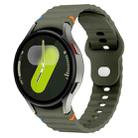 For Samsung Galaxy Watch 7 40mm / 44mm Wavy Grain Stitched Reverse Buckle 20mm Silicone Watch Band(Army Green) - 1