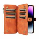 For iPhone 15 Pro Fantasy Multifunctional Zipper Wallet Leather Phone Case(orange) - 3