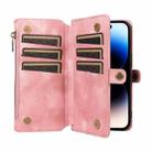 For iPhone 14 Pro Fantasy Multifunctional Zipper Wallet Leather Phone Case(pink) - 3