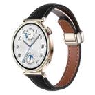 20mm Slim Litchi Texture Fold Magnetic Buckle Genuine Leather Watch Band(Black) - 1
