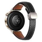 20mm Slim Litchi Texture Fold Magnetic Buckle Genuine Leather Watch Band(Black) - 2
