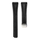 20mm Slim Litchi Texture Fold Magnetic Buckle Genuine Leather Watch Band(Black) - 3