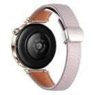 18mm Slim Litchi Texture Fold Magnetic Buckle Genuine Leather Watch Band(Mist Purple) - 2