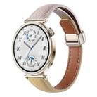 18mm Slim Litchi Texture Fold Magnetic Buckle Genuine Leather Watch Band(Gray Yellow) - 1