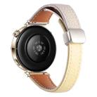 18mm Slim Litchi Texture Fold Magnetic Buckle Genuine Leather Watch Band(Gray Yellow) - 2