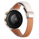 18mm Slim Litchi Texture Fold Magnetic Buckle Genuine Leather Watch Band(White Brown) - 2