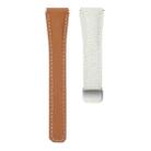 18mm Slim Litchi Texture Fold Magnetic Buckle Genuine Leather Watch Band(White Brown) - 3