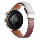 18mm Slim Litchi Texture Fold Magnetic Buckle Genuine Leather Watch Band(Misty Blue Wine Red) - 2