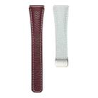 18mm Slim Litchi Texture Fold Magnetic Buckle Genuine Leather Watch Band(Misty Blue Wine Red) - 3