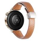 18mm Slim Litchi Texture Fold Magnetic Buckle Genuine Leather Watch Band(Brown) - 2