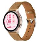18mm Push Button Silver Steel Buckle Genuine Leather Watch Band(Yellow Brown) - 1