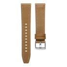 18mm Push Button Silver Steel Buckle Genuine Leather Watch Band(Yellow Brown) - 3