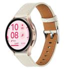 18mm Push Button Silver Steel Buckle Genuine Leather Watch Band(Beige) - 1