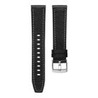 18mm Push Button Silver Steel Buckle Genuine Leather Watch Band(Black) - 3