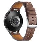 20mm Push Button Silver Steel Buckle Genuine Leather Watch Band(Brown) - 2